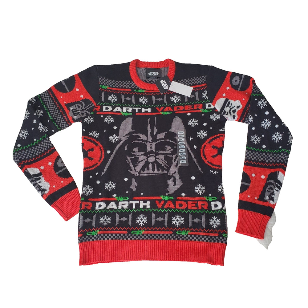 Geeknet 2023 Darth Vader Christmas Sweater Adult's Small Red & Black Ugly Party